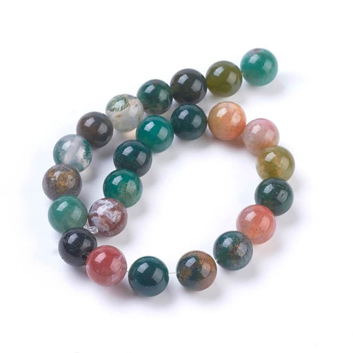 Buy Natural Indian Agate Beads, Round, DarkGreen- 10mmx1- strand - 39cm (1 strand)