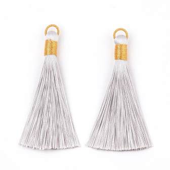 Buy Polyester tassel Grey and Gilded Threads ring 80mm-Hole 7mm (1)