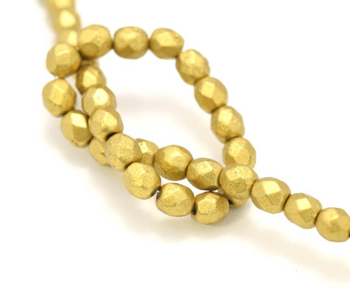 Buy Czech fire-polished beads t 4mm Matte - Metallic Aztec Gold (50)