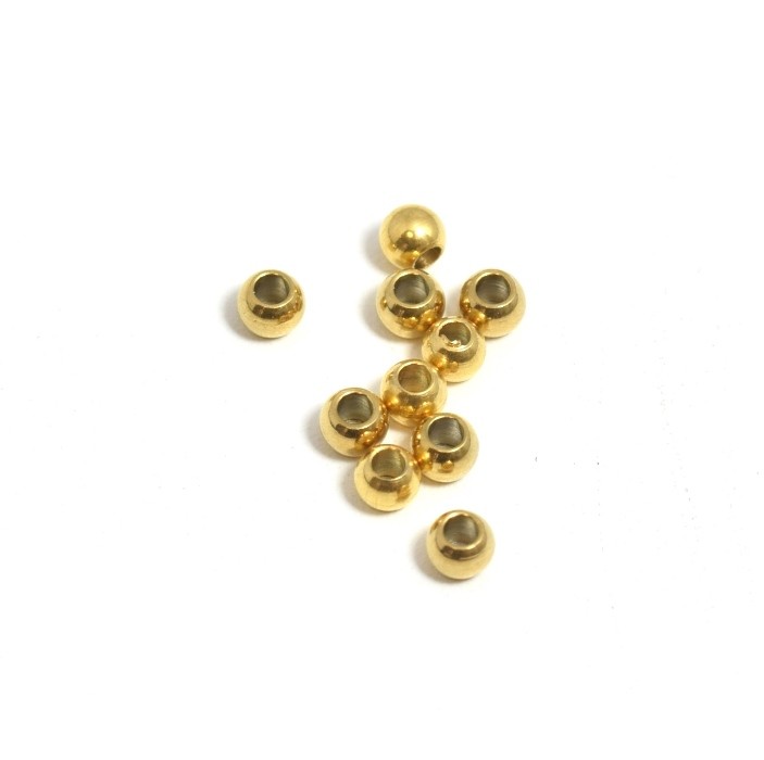 Stainless Steel round Beads, GOLD - 3x2mm hole 1,2mm (25)