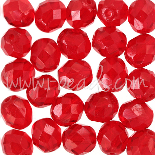 Buy Czech fire-polished beads siam ruby 8mm (25)