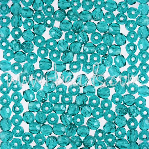 Czech fire-polished beads teal 3mm (50)