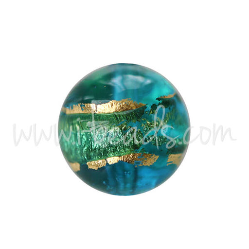 Buy Murano bead round blue and gold 8mm (1)