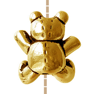 Teddy bear bead metal antique gold plated 12.5mm (1)
