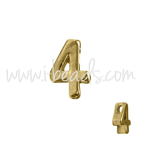 Letter bead number 4 gold plated 7x6mm (1)