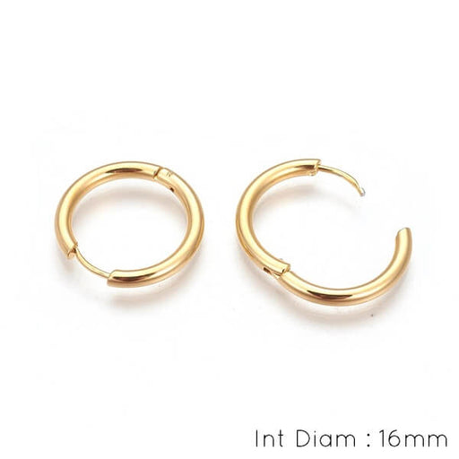 Stainless Steel GOLD earring Huggie Hoop-20x2mm-int diam : 16mm (2)