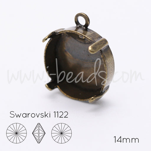 Pendant setting for Swarovski 1122 rivoli 14mm brass (1)