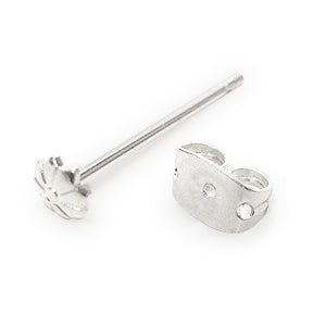 Bead stud earring daisy setting metal silver plated (2)