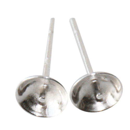 Sterling silver stud earring cup with earring backs for 8mm half drilled pearl (2)