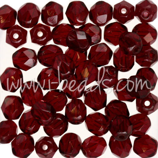 Czech fire-polished beads garnet 6mm (50)