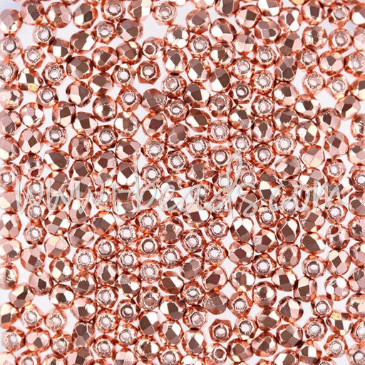 Czech fire-polished beads copper penny 2mm (50)