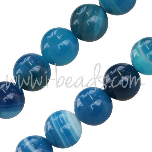 Stripe Agate Blue Round beads 8mm strand (1)