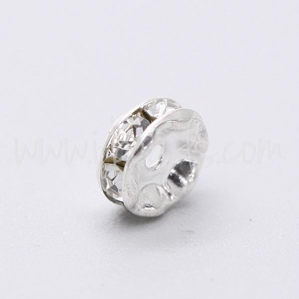 Rhinestone rondelle crystal on metal silver finish 6mm (2)