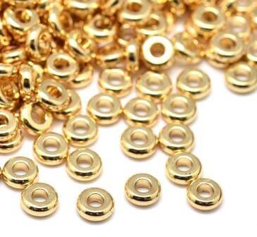 Heishi beads metal gold plated 4mm (20)