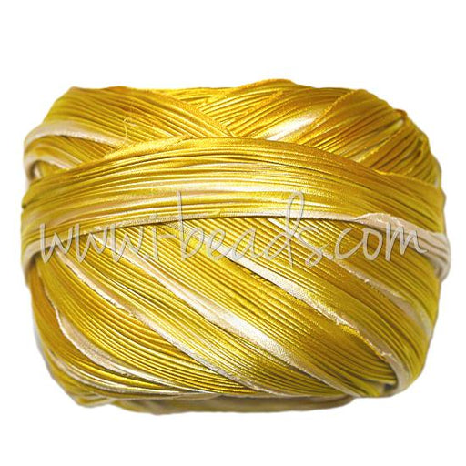 Shibori silk ribbon ecru gold (10cm)