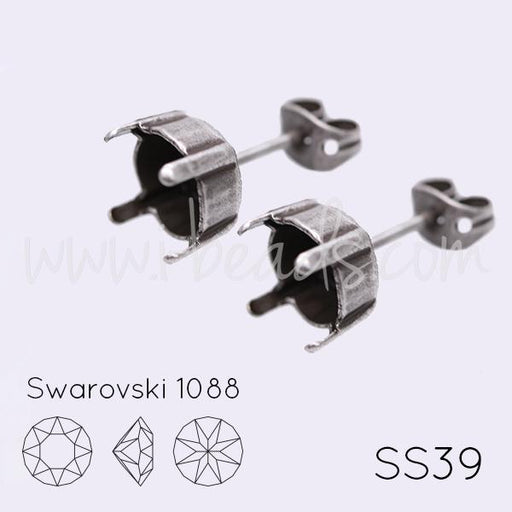 Buy Stud earring setting for Swarovski 1088 SS39 antique silver plated (2)
