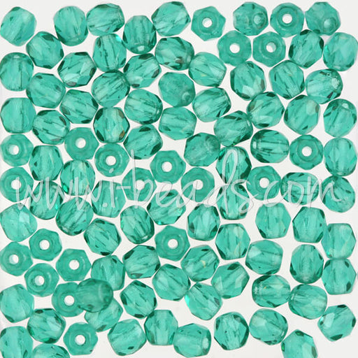 Czech fire-polished beads emerald 4mm (100)