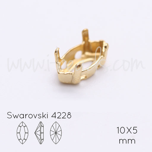 Sew on setting for Swarovski 4228 navette 10x5mm gold plated (2)