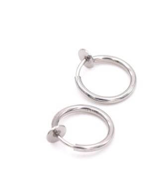 Stainless Steel earring Clip-on Hoop 12mm (x2)