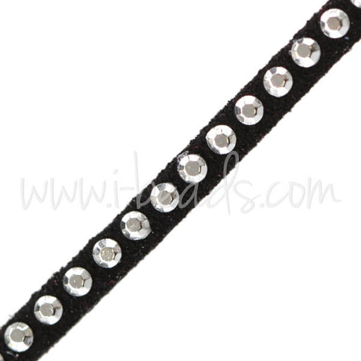suede cord with silver rivets black 3mm (1m)