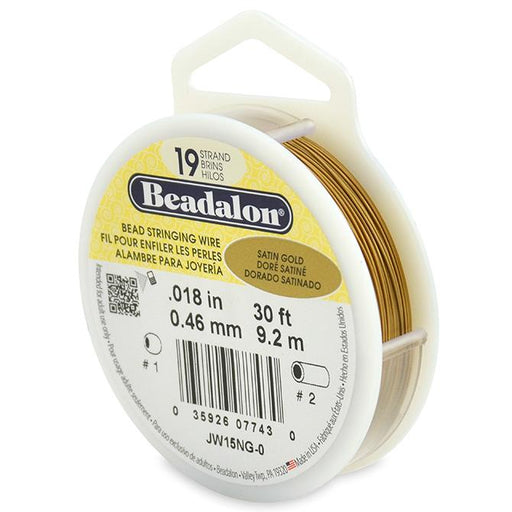 Beadalon bead stringing wire 19 strands satin gold 0.46mm, 9.2m (1)