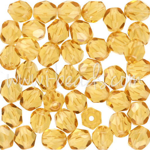 Buy Czech fire-polished beads medium topaz 6mm (50)