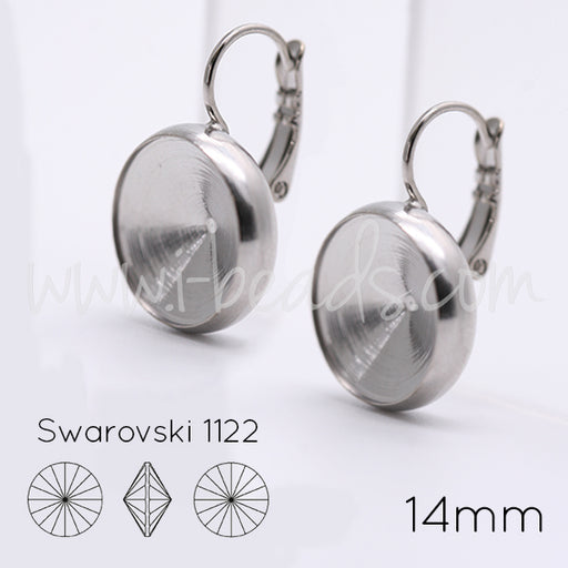 Fancy earring setting for Swarovski 1122 rivoli 14mm rhodium (2)