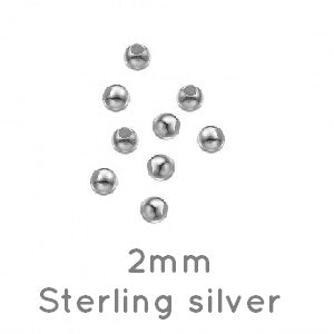 Sterling silver round beads 2mm -hole 0.9mm (20)
