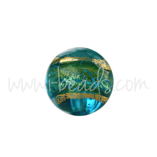 Murano bead round blue and gold 6mm (1)