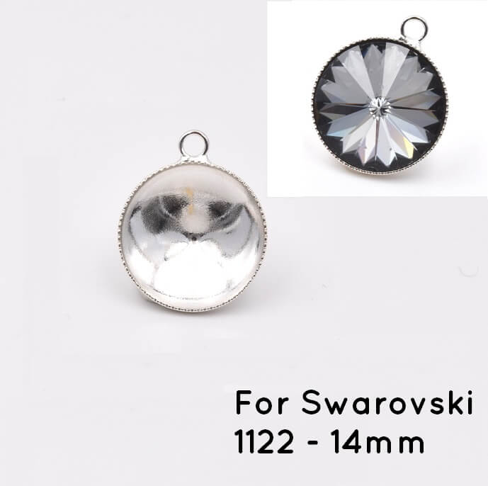 Pendant setting cupped Silver Plated for Swarovski 1122 -14mm (1)