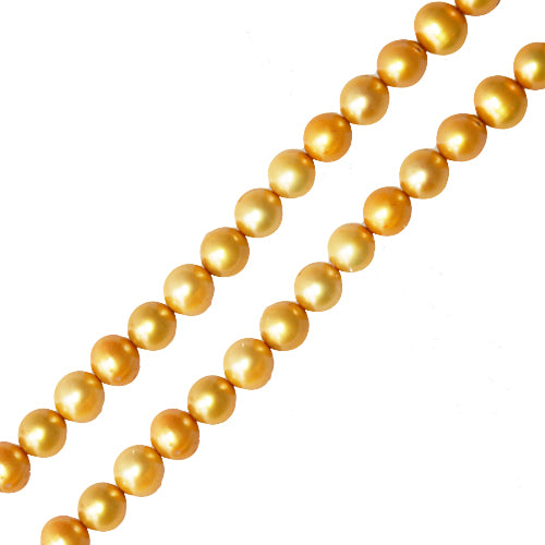 Freshwater pearls potato round shape gold 6mm (1)