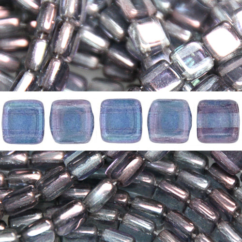 2 holes CzechMates tile bead luster transparent amethyst 6mm (50)