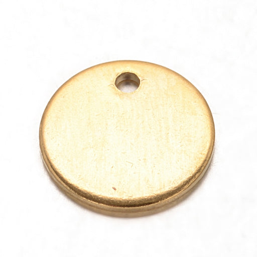 Buy Stainless Steel Pendants charm, flat Round tag, Golden, 10mm (5)