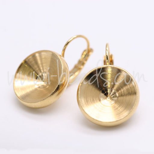 Fancy earring setting for Swarovski 1122 rivoli 14mm gold plated (2)