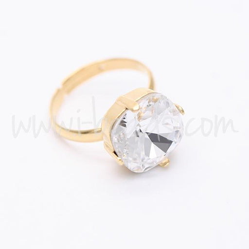 Adjustable ring setting for Swarovski square 12mm metal gold plated (1)