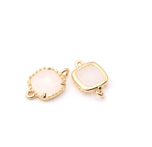 Link-Brass with glass Milky white, 9,5mm (2)