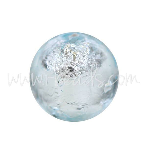 Buy Murano bead round pale blue and silver 10mm (1)