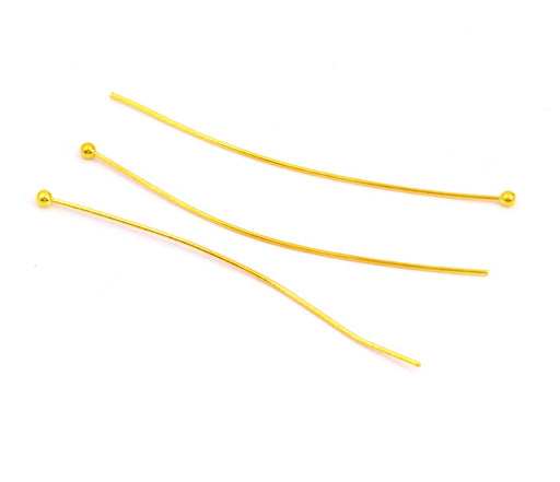 5 headpins Stainless steel gold 50x0.6mm - Ball 1.8mm (5)