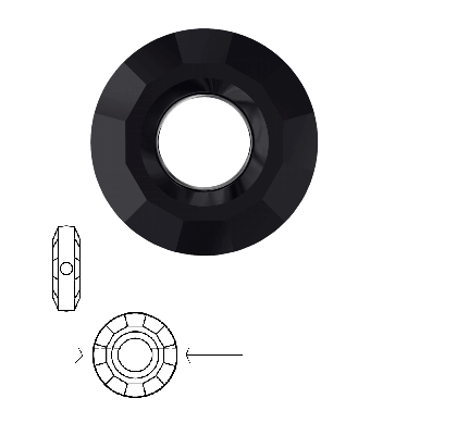 Swarovski Ring Bead 5139 jet 12,5mm Hole 1,1mm (2)