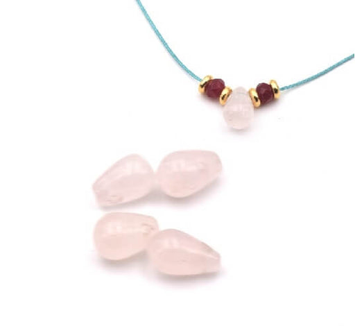 Drop bead pendant Pear Rose Quartz 10x6mm-0.7mm (2)