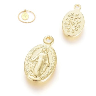 Charm pendant gold plated Hight quality with Virgin 11x8mm (1)