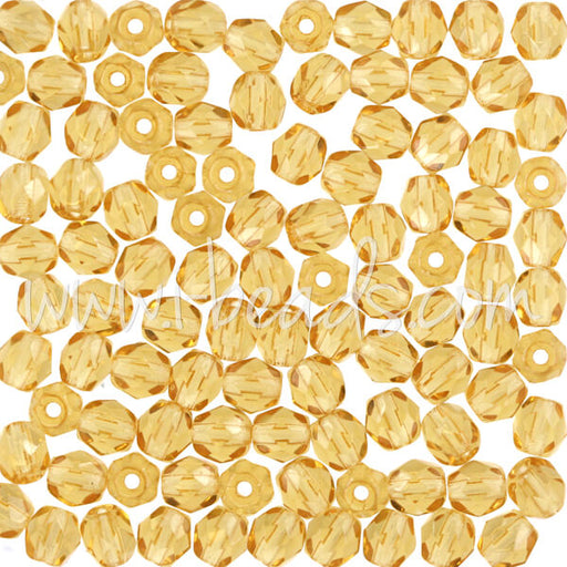 Buy Czech fire-polished beads medium topaz 4mm (100)