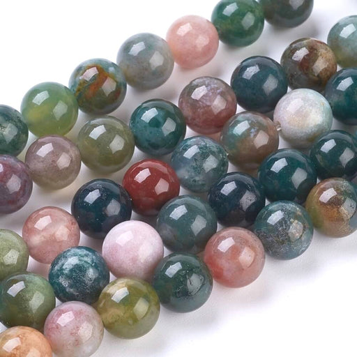 Buy Natural Indian Agate Beads, Round, DarkGreen- 8mmx1- 23pces/strand - 19cm (1 strand)
