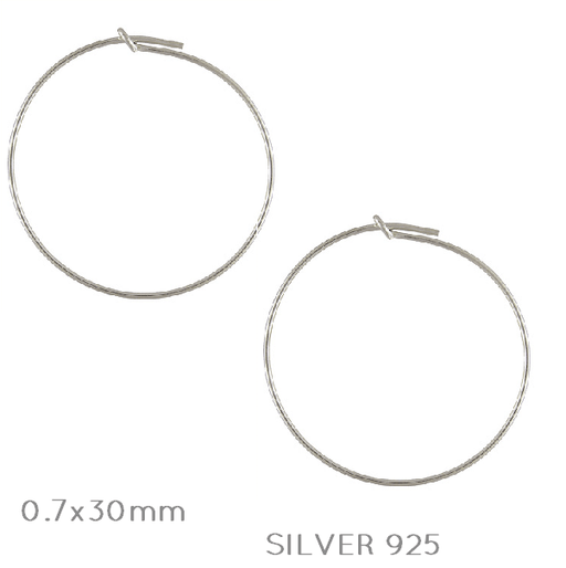 Sterling silver beading hoop 0.7x30mm (2)