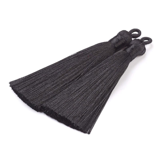 Nylon tassel black (long) 85mm with nylon ring (1)