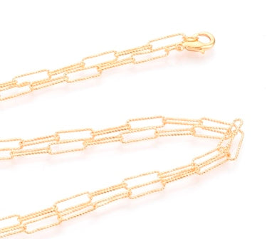 Paperclip Chain Necklace, Striated, with Clasp, 18K Gold plated Hight quality-45cm (1)