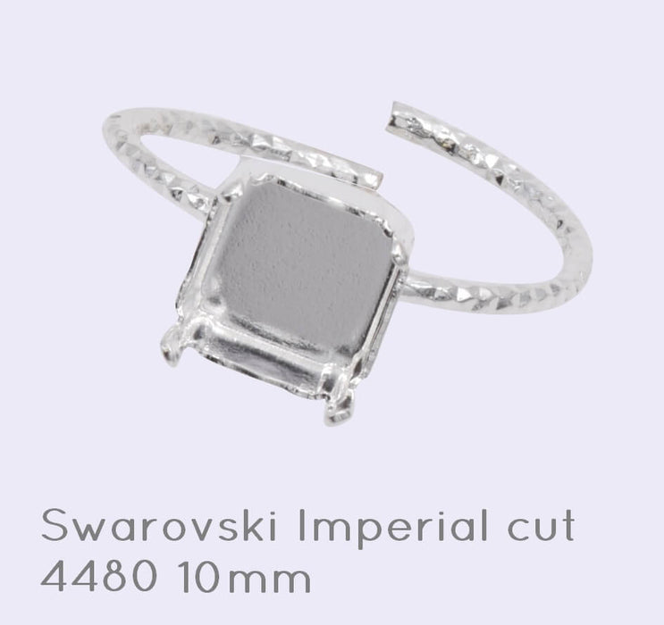 Ring setting for Swarovski crystal imperial cut 4480 10mm Silver Plated (1)