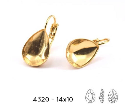 Cupped earring setting for Swarovski 4320 Pear 14x10mm - gold plated (2)