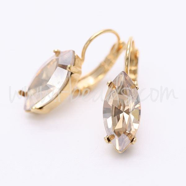 Earring setting for Swarovski 4228 navette 15x7mm gold plated (2)