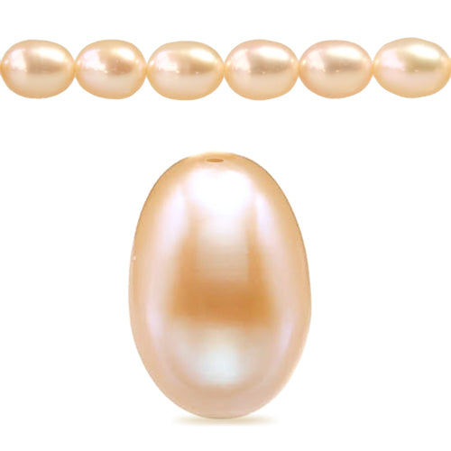 Freshwater pearls rice shape rose peach 6mm (1)